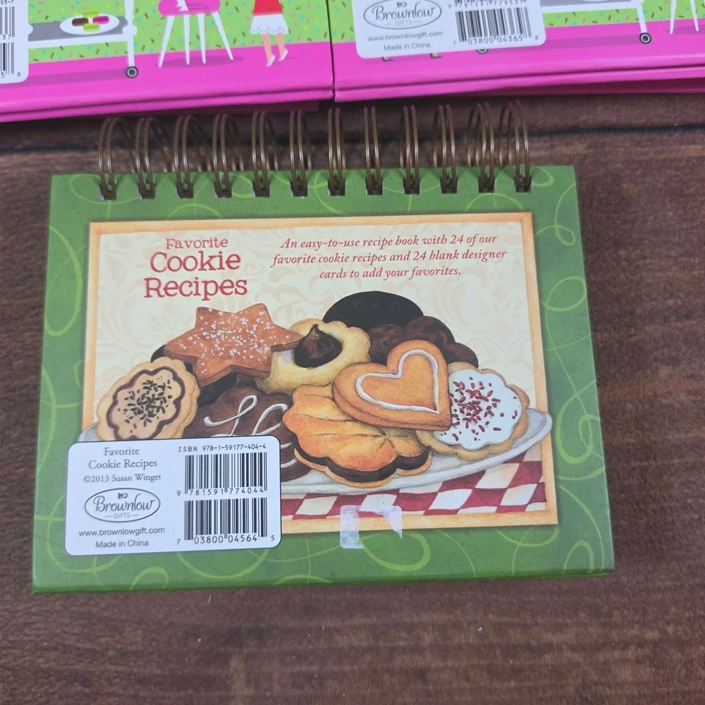 Brownlow Gifts Recipe Books Set of 3 Green Pink Good Spiral Dessert Cookies